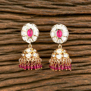 Compre en línea Pendientes Kundan Jhumki con chapado en oro rosa Exportador de joyería hecha a mano en India - Product Image 3