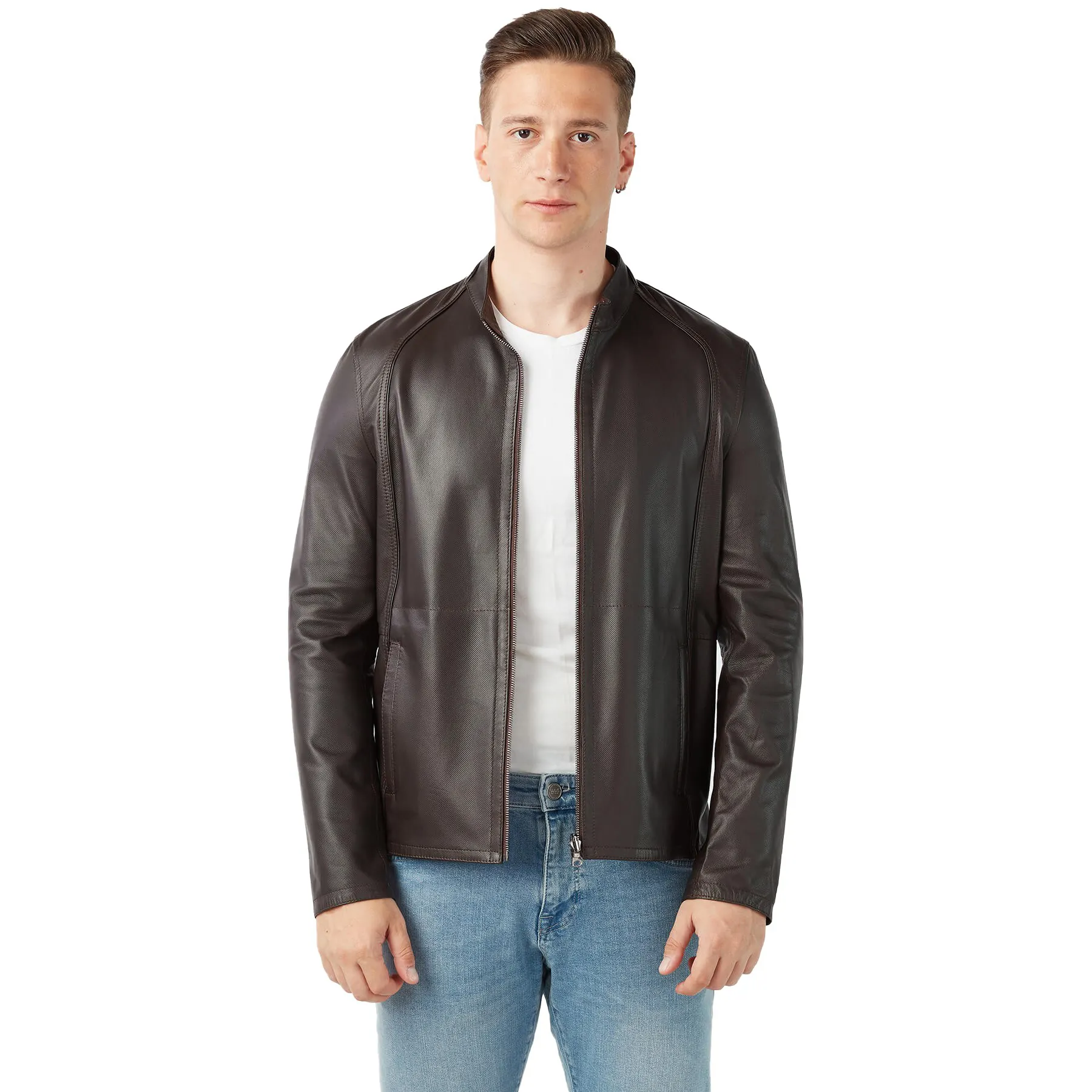 New Arrival Fashion Designs Boys Classic Leather Jacket Men Genuine Leather Jacket High Quality Pure Leather Jacket