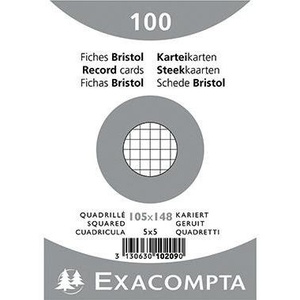 Exacompta Tarjetas de índice cuadradas blancas DIN A6, 100 unidades/paquete, accesorios para carpetas de archivos - Product Image 1
