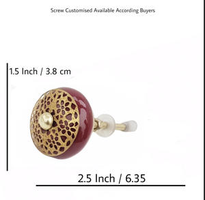 Tiradores de cerámica de flor de filigrana de latón de color cereza, tiradores de manija de cajón de armario para tocador, baño, uso de almacén al aire libre - Product Image 3