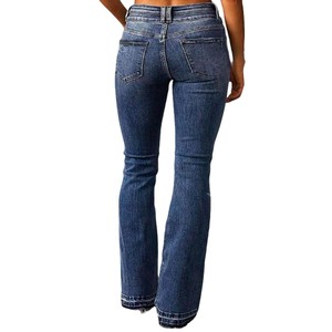 Bangladesh Clothing Brand Women Light Blue Wash Wide Leg Denim <b>Fabric</b> Women's Brand Jeans Custom Flared Jeans Pants for Women - Product Image 5