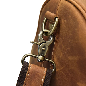 Genuine Leather Foldable Portable Weekender <b>Duffel</b> <b>Bag</b> with Large Capacity Vintage Style Waterproof Zipper Closure for Travel - Product Image 4