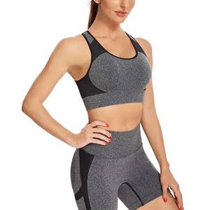 Pantalones cortos atléticos sin costuras y Sujetador deportivo para mujer, conjuntos de Fitness para gimnasio, ropa deportiva con patrón sólido de poliéster para entrenamiento, conjuntos de Yoga para mujer - Product Image 3