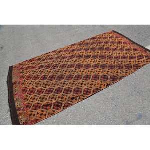 พรมขนแกะตุรกีแบบวินเทจแบบดั้งเดิมกองยางขนาดกลางทรงสี่เหลี่ยมขนาดกลาง4.7ft x 9.2ft สี่เหลี่ยมเป็นมิตรต่อสิ่งแวดล้อม - Product Image 2