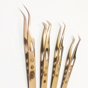 แหนบต่อขนตาแบบญี่ปุ่นทำด้วยมือแหนบต่อขนตาแบบเส้นใยสีทองรูปกุหลาบแบบกำหนดเอง - Product Image 5