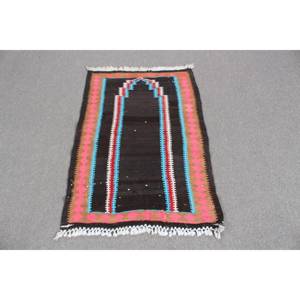 Turkish Kilim Rug 2.5x3.37 ft, <b>Brown</b> Pink Bordered <b>Wool</b> Vintage Rug - Product Image 1