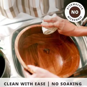 Bol en bois avec finition naturelle lisse, idéal pour servir en cuisine, présenter des salades, des fruits et pour une décoration intérieure raffinée. - Product Image 2