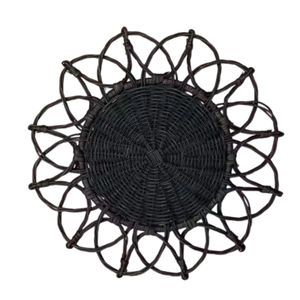 Best Seller High Quality Handcrafted Rattan Charger Plates Flower Fringe Rattan <b>Placemats</b> from Vietnam <b>Wicker</b> Crafts - Product Image 6