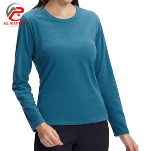 Primavera otoño sólido Slim Street Wear manga larga mujeres deportes Fitness Top cuello redondo flaco Color sólido señoras camisetas - Product Image 5