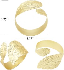 Anillos de Servilleta de Hoja Metálica, Anillos de Servilleta Dorados, Anillos de Servilleta de Hoja para Decoración de Mesa, Elegantes Anillos de Servilleta Dorados - Product Image 1