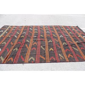 Vintage Turkish Oversize Rug 7.4x12.6 ft, <b>Brown</b> Red Floral <b>Wool</b> Rug - Product Image 3