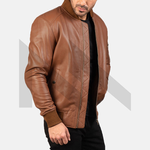 Pakistan Factory Veste en cuir véritable pour hommes Streetwear élégant avec col montant et manteau à la mode en toile - Product Image 3