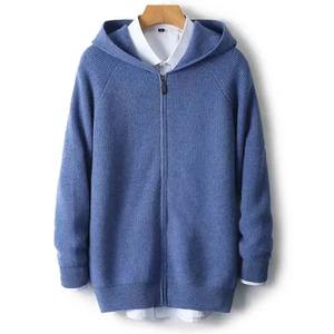 Sweat-shirt à capuche zippé en laine mérinos 100% pour homme, cardigan d'automne et d'hiver, tricot épais, grande taille, manches longues, vêtements de sport - Product Image 2