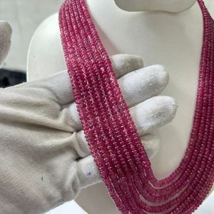 Perles de pierres précieuses naturelles rondes lisses en verre rubis de 8 pouces |   4,5x5,5 à 2,5x4,5 MM |   Rubis pour la fabrication de bijoux - Product Image 1