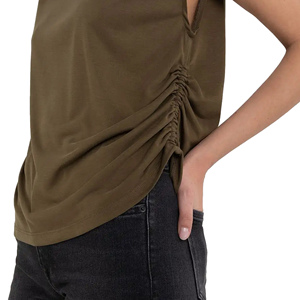 Camisetas de manga corta con cuello redondo para damas jóvenes Ropa de punto de diseño personalizado OEM de buena calidad para mujeres de Bangladesh - Product Image 5