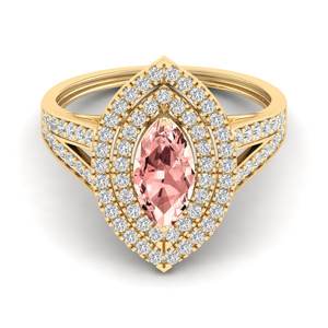 Anillo de Morganita de 1 Quilate con Corte Marquesa en Oro Sólido de 14K Hecho a Mano por REYES con Diamante Certificado por IGI, Joyería Fina para Mujer - Product Image 6