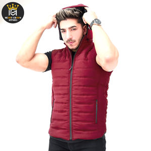 Men's Customized Made Zip-Up Stand Collar Fleece <b>Vest</b>, Warm Winter Wear In Maroon Color Latest Style Puffer <b>Vest</b> For Men - Product Image 5