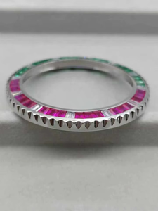 Luxira Jewels Handmade Stainless Steel Moissanite Two-Tone Gemstone <b>Watch</b> Bezel <b>Ring</b> Emerald Ruby Inlay Fluted Edge 40mm - Product Image 3