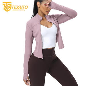 Women's Lightweight Long Sleeve UPF 50+ Hoodie Breathable Full Zip Winter Workout Sun Protection with <b>Stand</b> Collar - Product Image 2