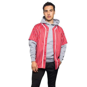 Camiseta de sublimación para hombre, camiseta de béisbol de tela tejida, diseño de rayas, modelo de serigrafía, camiseta estampada para hombre - Product Image 1