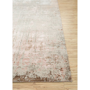 Alfombra Kavi de Lana y Seda de Bambú Anudada a Mano - Patrón Abstracto Beige y Marrón Teoría del Caos para el Hogar, Alfombra Rectangular de Yute para Adolescentes (Esk-9014) - Product Image 4