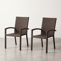 Chaise de salle à manger d'extérieur moderne en rotin tressé, fauteuil de jardin empilable