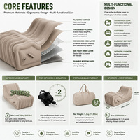 Canapé gonflable ondulé, en PVC floqué, avec support gonflable électrique, idéal pour les patios extérieurs et les salles de relaxation.