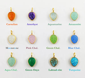 Lunette Vermeil Set Pendentifs Bijoux Feuille d'or sculptée en argent sterling 925 AA Qualité Feu Labradorite Naturelle Taille 10x8mm - Product Image 6