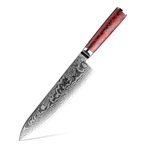Venta al por mayor de alta calidad personalizado japonés cocina Chef cuchillo Damasco acero rojo resucitado mango de fibra de carbono OEM ODM Extra afilado - Product Image 1