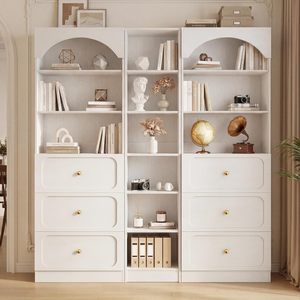 Vitrina Nórdica Blanca con Estantes Arqueados, Mueble para Vino con Cajón, Vitrina para Sala de Estar Esquinera, Mueble DR545 - Product Image 5