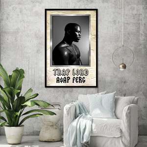 ASAP Ferg Modern Art Deco <b>Poster</b> 'Trap Lord' Framed Wall Hanging Black Frame Birthday Decorative Item - Product Image 1
