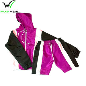 Summer Fashion Zip Up Color Block Jacket <b>Hoodie</b> Nylon Windbreaker <b>Set</b> Two Piece <b>Shorts</b> <b>Set</b> For <b>Men</b> Wear - Product Image 2