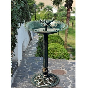 Mangeoire à oiseaux antique et bain d'oiseaux en fer pour l'extérieur Bains d'oiseaux en métal pour terrasse porche Conteneur d'eau Oiseau de style rouille léger - Product Image 3