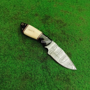Cuchillo de caza de hoja fija de alta calidad al por mayor, cuchillos de acero damasco para acampar, cuchillos japoneses con mango de hueso y resina - Product Image 4