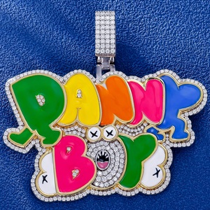 Top Craftmanship 925 Sterling Silver <b>Moissanite</b> Letter Pendant Unique Design Dainty Iced Hip Hop <b>Jewelry</b> with Enamel - Product Image 1