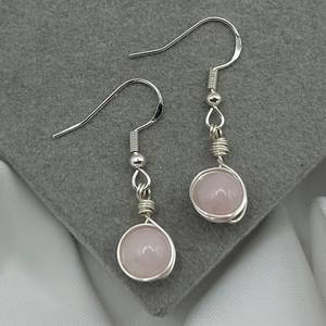 Boucles d'oreilles en cristal de guérison en quartz rose plaqué argent 925, bijoux fins faits à la main en argent sterling massif, cadeau pour elle - Product Image 4