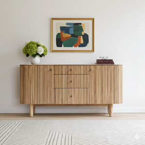Aparador Moderno de Lujo Europeo de Madera Maciza con Puerta Acanalada para Comedor y Sala de Estar, Acabado Personalizado - Product Image 5