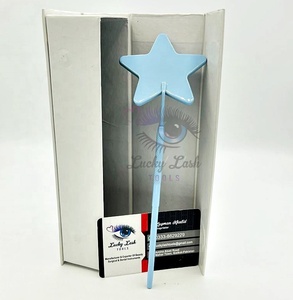 Étiquettes d'extension de cils personnalisées en acier inoxydable bleu bébé avec miroir en forme d'étoile enduit de poudre - Product Image 6