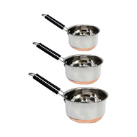 Casserole en acier inoxydable ABK de 1,5 litre, fond en cuivre, design classique, fabrication artisanale, écologique, portable, robuste, compatible lave-vaisselle