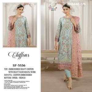 El Mejor Traje Salwar de Chifón con Bordado para Mujer, Exportador de Moda a la Tarifa Más Baja, Compras en Línea en India - Product Image 6