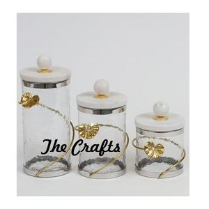 Three Different Sizes Silver Metal And Glass Chocolates <b>Sweets</b> <b>Box</b> With Mable Lid For Kitchenware Storage - Product Image 4