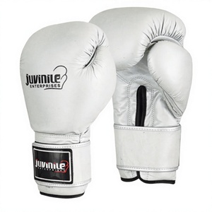 ถุงมือชกมวยหนังแท้สีขาวแบบเต็มนิ้ว ดีไซน์ยอดเยี่ยม ระบายอากาศได้ดี คุณภาพสูง เหมาะสำหรับคิกบ็อกซิ่งและชกมวย 男女兼用 - Product Image 1