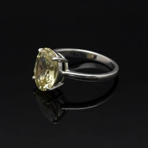 Anillo de Compromiso y Boda de Cuarzo Amarillo Natural con Corte Ovalado, Plata de Ley 925, Símbolo Religioso Cristiano, Regalo Minimalista - Product Image 2