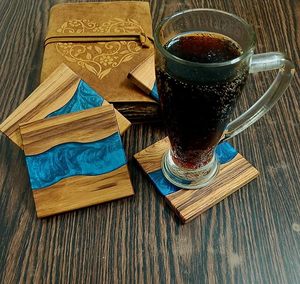 Best Theme Design Wood Epoxy <b>Table</b> <b>Coaster</b> Best for Parties and Other Functions Tableware Decorative Beast Design <b>Coaster</b> - Product Image 5