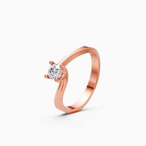 Anillo Ecológico con Diamante Cultivado en Laboratorio, Corte Redondo, Libre de Conflictos, con 0.26 Ct |   En oro amarillo, blanco y rosa de 9 quilates - Product Image 2