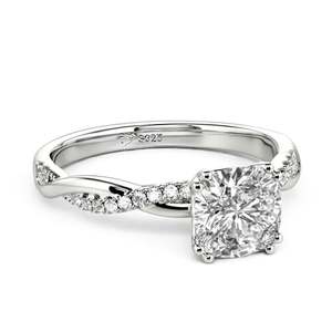 Bague de fiançailles Jeulia en argent sterling plaqué or rose avec coupe coussin torsadée - Product Image 2