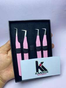 Pakistan-Made Logo personnalisé imprimé beauté extension de cils pince à épiler ensemble 10mm longueur poignée confortable OEM ODM - Product Image 4