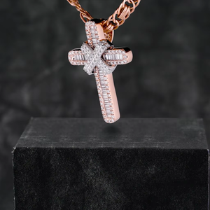 Hip Hop Moissanite diamante Cruz colgante Iced Out collar VVS redondo personalizado hip hop colgante para hombres y mujeres - Product Image 6