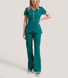 <b>Doctors</b> Jogger Scrubs Suits Tulip Style Hospital Uniform Top Quality Stretchable Fabric Nurses Scrub <b>Sets</b> With Custom Logo - Product Image 3