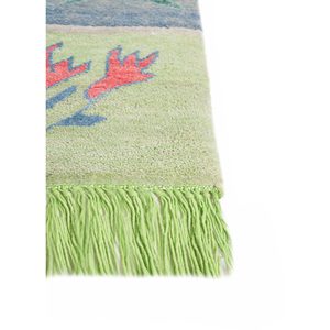 Tapis Manchaha bleu noué à la main en laine et soie de bambou, épaisseur 10 mm, motif géométrique abstrait, rectangulaire, pour la maison et le couloir, modèle Les-1659 - Product Image 4